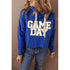 "Game Day" Dark Blue Print Hoodie - Celes Fashion
